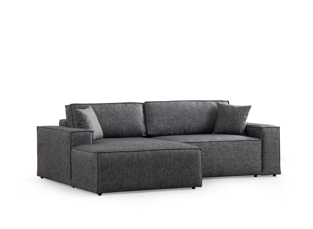 Canapea extensibilă de colț Pırlo, Stânga, Diverse culori, 260x170x78 cm - Gri închis | SKU: 560ARE2218 | Canapea extensibilă de colț Pırlo, Stânga, 260x170x78 cm, varianta Gri închis, produs pentru amenajarea locuinței, disponibil online în România la CasaMob