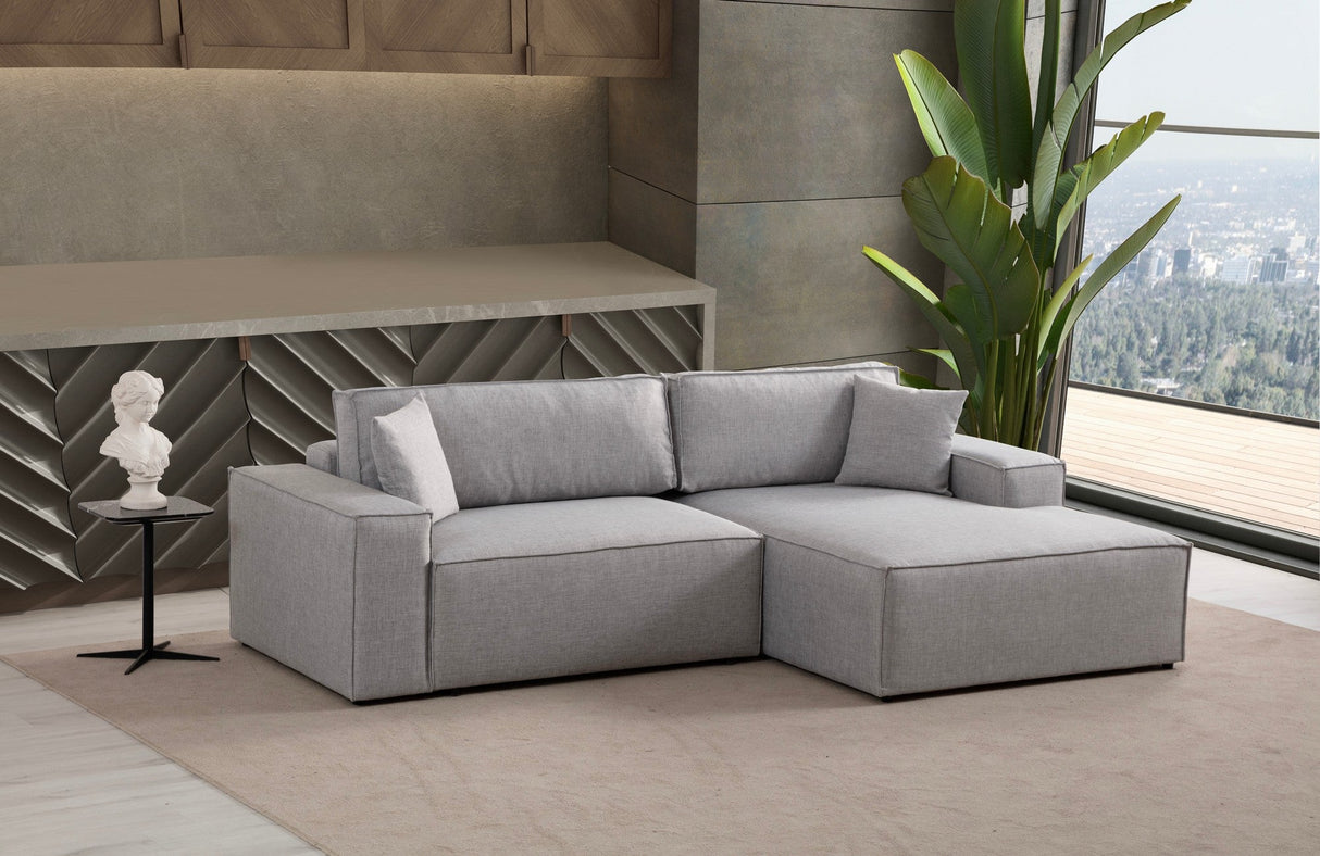 Canapea extensibilă de colț Pırlo, Dreapta, Diverse culori, 260x170x78 cm - Gri deschis | SKU: 560ARE2221 | Canapea extensibilă de colț Pırlo, Dreapta, 260x170x78 cm, varianta Gri deschis, produs pentru amenajarea locuinței, disponibil online în România la CasaMob