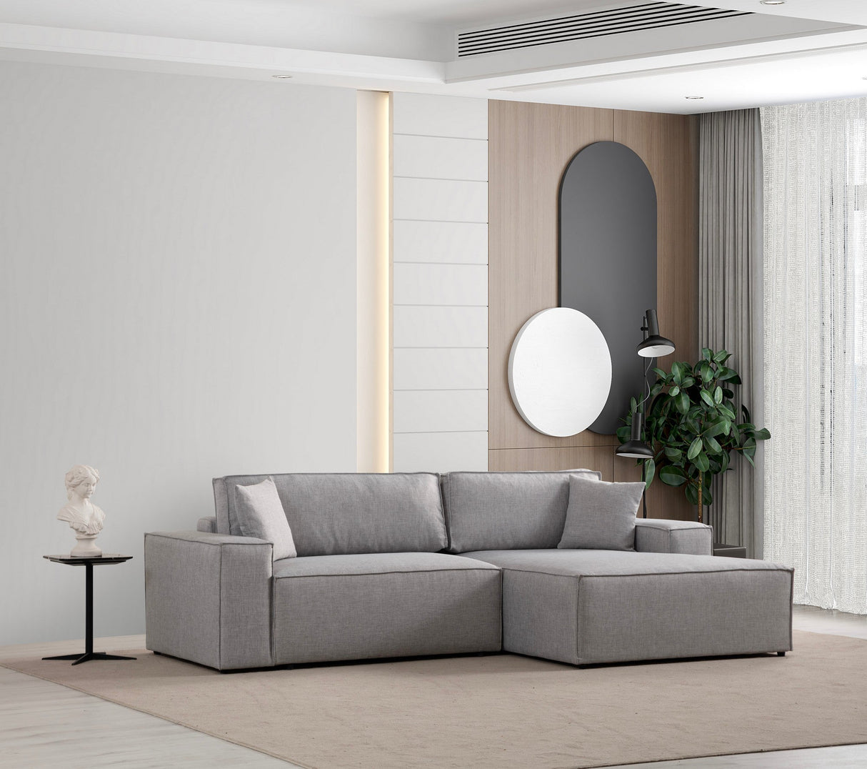 Canapea extensibilă de colț Pırlo, Dreapta, Diverse culori, 260x170x78 cm - Gri deschis | SKU: 560ARE2221 | Canapea extensibilă de colț Pırlo, Dreapta, 260x170x78 cm, varianta Gri deschis, produs pentru amenajarea locuinței, disponibil online în România la CasaMob