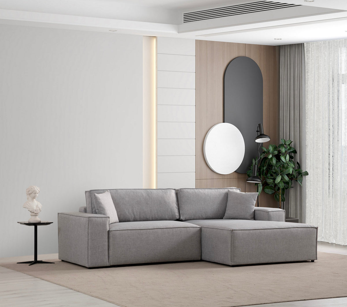 Gri deschis | SKU: 560ARE2221 | Canapea extensibilă de colț Pırlo, Dreapta, 260x170x78 cm, varianta Gri deschis, produs pentru amenajarea locuinței, disponibil online în România la CasaMob