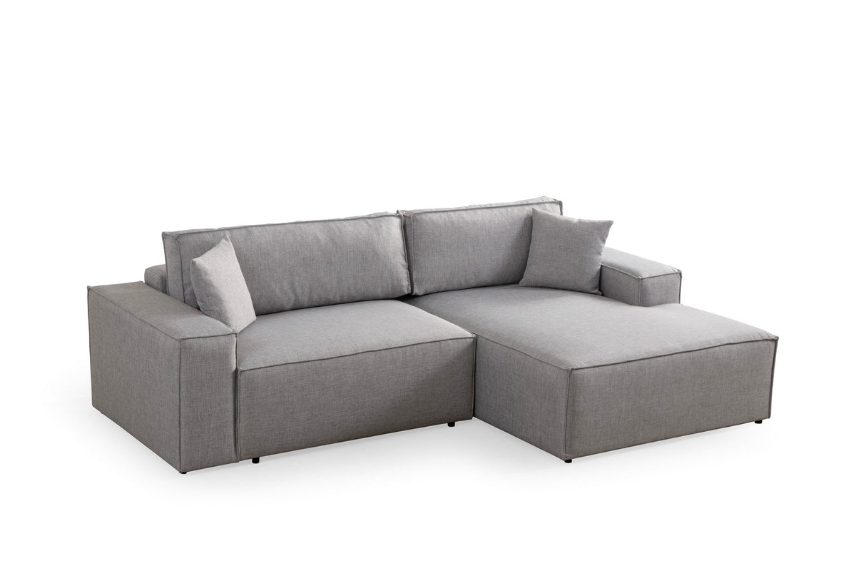 Gri deschis | SKU: 560ARE2221 | Canapea extensibilă de colț Pırlo, Dreapta, 260x170x78 cm, varianta Gri deschis, produs pentru amenajarea locuinței, disponibil online în România la CasaMob