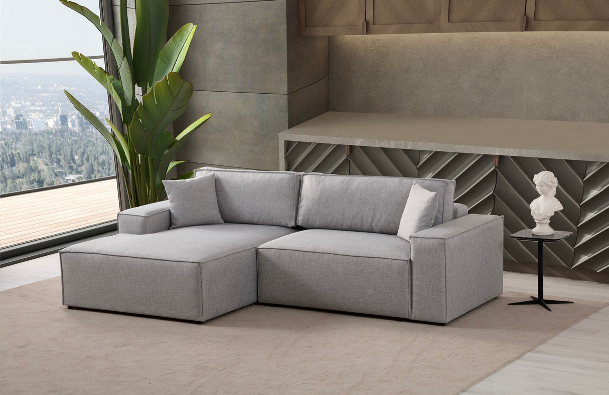 Canapea extensibilă de colț Pırlo, Stânga, Diverse culori, 260x170x78 cm - Gri deschis | SKU: 560ARE2222 | Canapea extensibilă de colț Pırlo, Stânga, 260x170x78 cm, varianta Gri deschis, produs pentru amenajarea locuinței, disponibil online în România la CasaMob