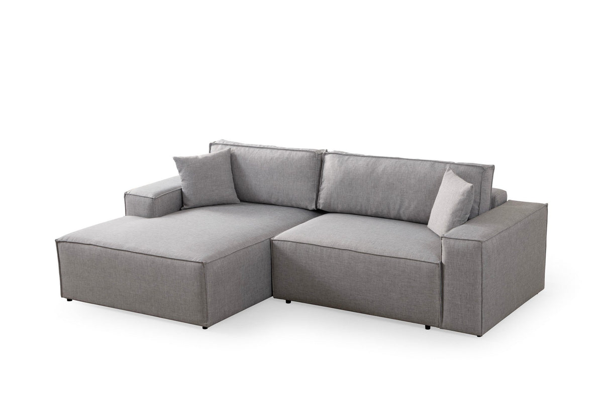 Canapea extensibilă de colț Pırlo, Stânga, Diverse culori, 260x170x78 cm - Gri deschis | SKU: 560ARE2222 | Canapea extensibilă de colț Pırlo, Stânga, 260x170x78 cm, varianta Gri deschis, produs pentru amenajarea locuinței, disponibil online în România la CasaMob
