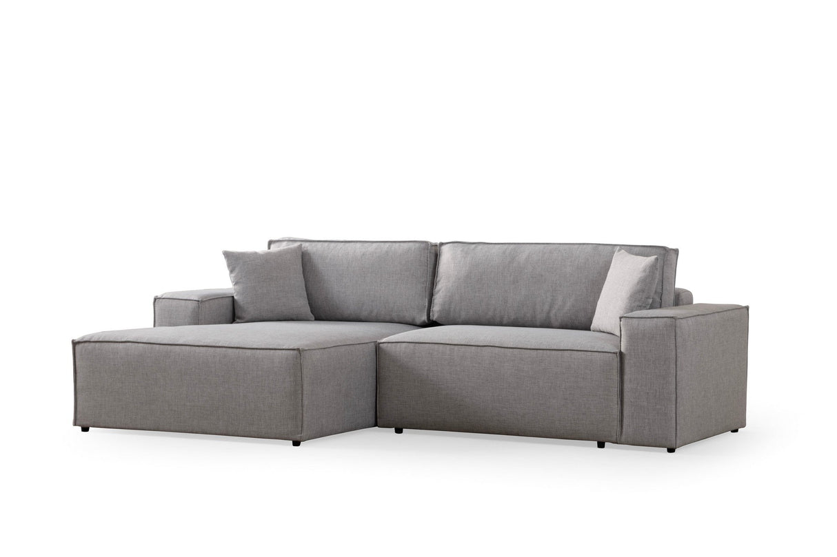 Canapea extensibilă de colț Pırlo, Stânga, Diverse culori, 260x170x78 cm - Gri deschis | SKU: 560ARE2222 | Canapea extensibilă de colț Pırlo, Stânga, 260x170x78 cm, varianta Gri deschis, produs pentru amenajarea locuinței, disponibil online în România la CasaMob