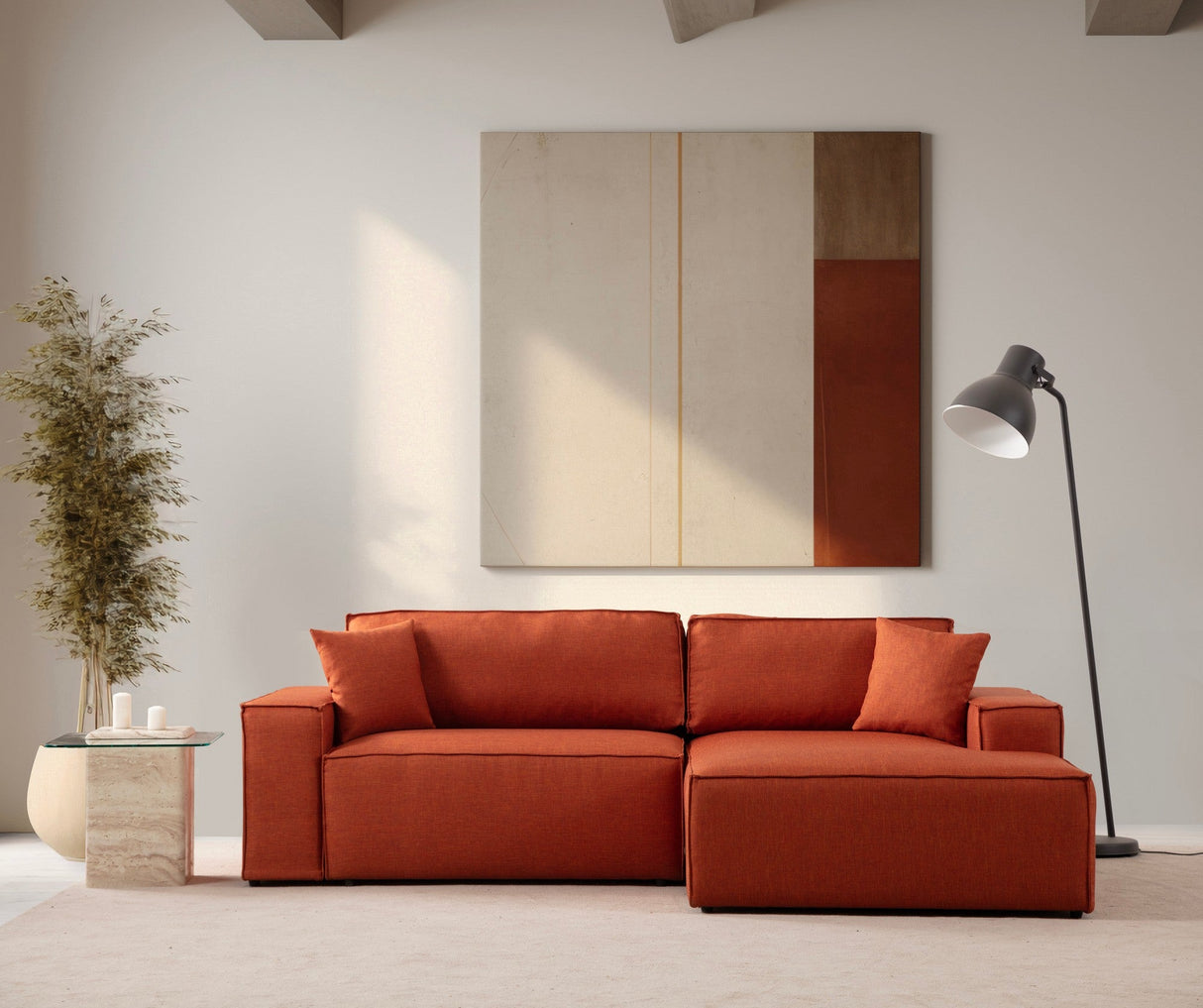 Canapea extensibilă de colț Pırlo, Dreapta, Diverse culori, 260x170x78 cm - Portocaliu | SKU: 560ARE2223 | Canapea extensibilă de colț Pırlo, Dreapta, 260x170x78 cm, varianta Portocaliu, produs pentru amenajarea locuinței, disponibil online în România la CasaMob