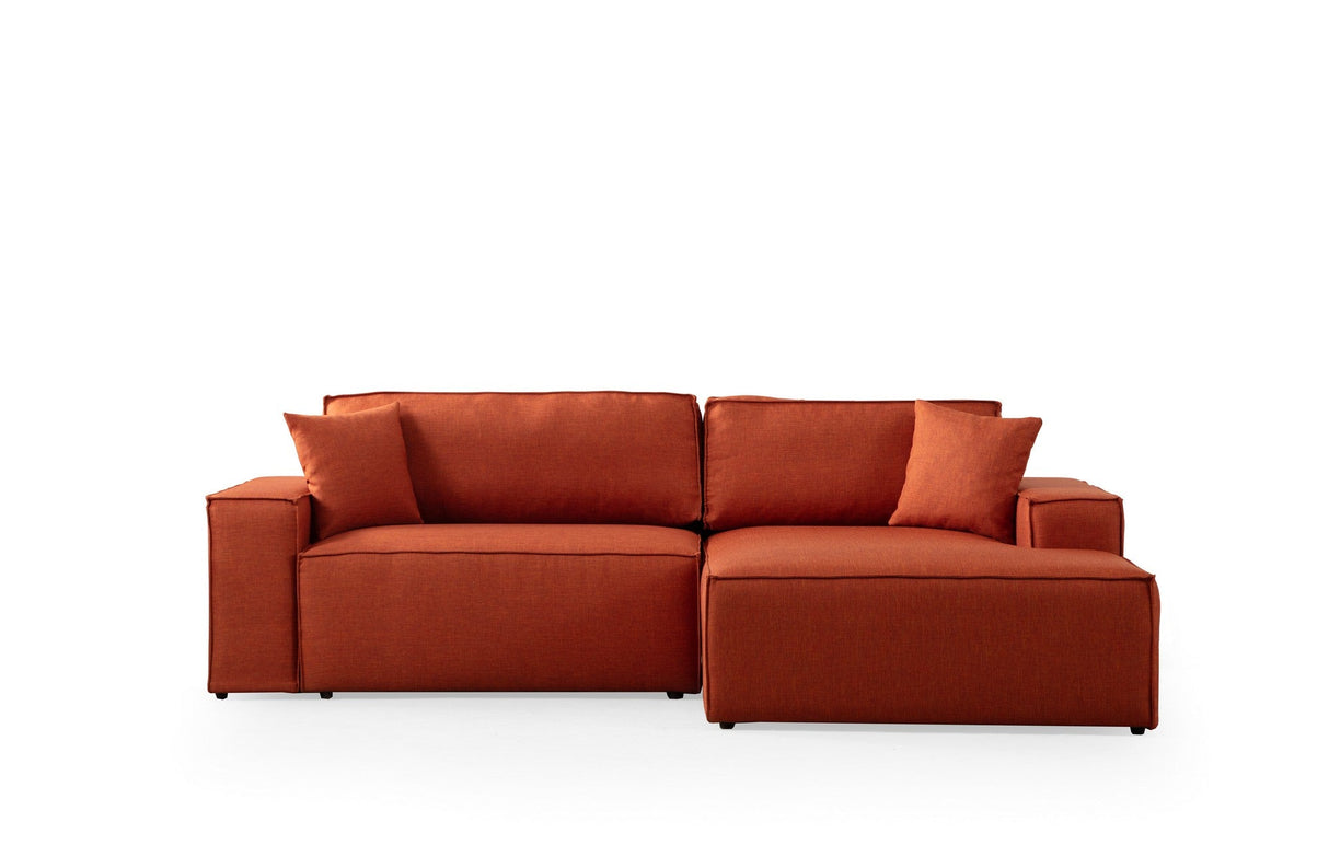 Canapea extensibilă de colț Pırlo, Dreapta, Diverse culori, 260x170x78 cm - Portocaliu | SKU: 560ARE2223 | Canapea extensibilă de colț Pırlo, Dreapta, 260x170x78 cm, varianta Portocaliu, produs pentru amenajarea locuinței, disponibil online în România la CasaMob