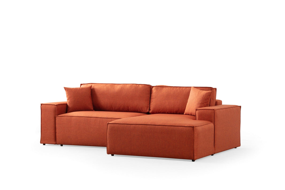 Canapea extensibilă de colț Pırlo, Dreapta, Diverse culori, 260x170x78 cm - Portocaliu | SKU: 560ARE2223 | Canapea extensibilă de colț Pırlo, Dreapta, 260x170x78 cm, varianta Portocaliu, produs pentru amenajarea locuinței, disponibil online în România la CasaMob