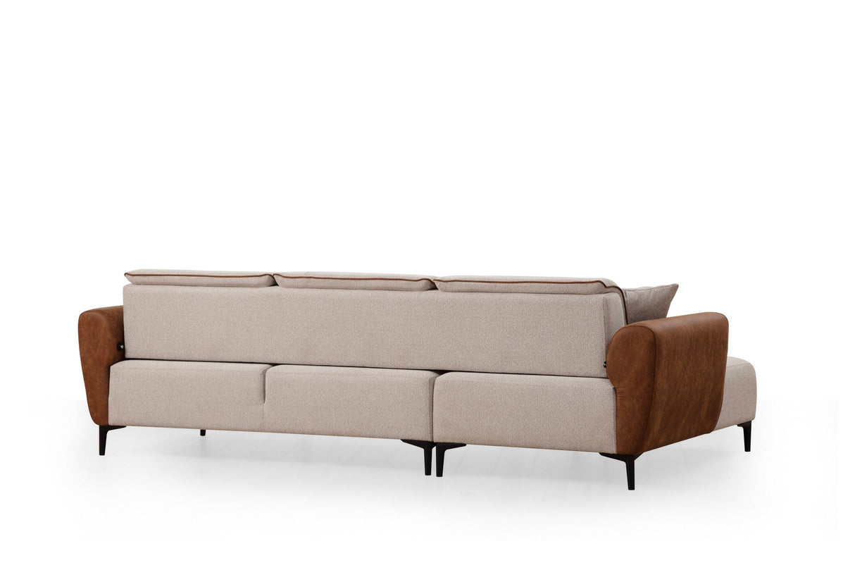 Canapea extensibilă Aren, Colț, Stânga, Diverse culori, 260x150 cm - Bej - Scorțișoară | SKU: 560ARE2232 | Canapea extensibilă Aren, Colț, Stânga, 260x150 cm, varianta Bej - Scorțișoară, produs pentru amenajarea locuinței, disponibil online în România la CasaMob