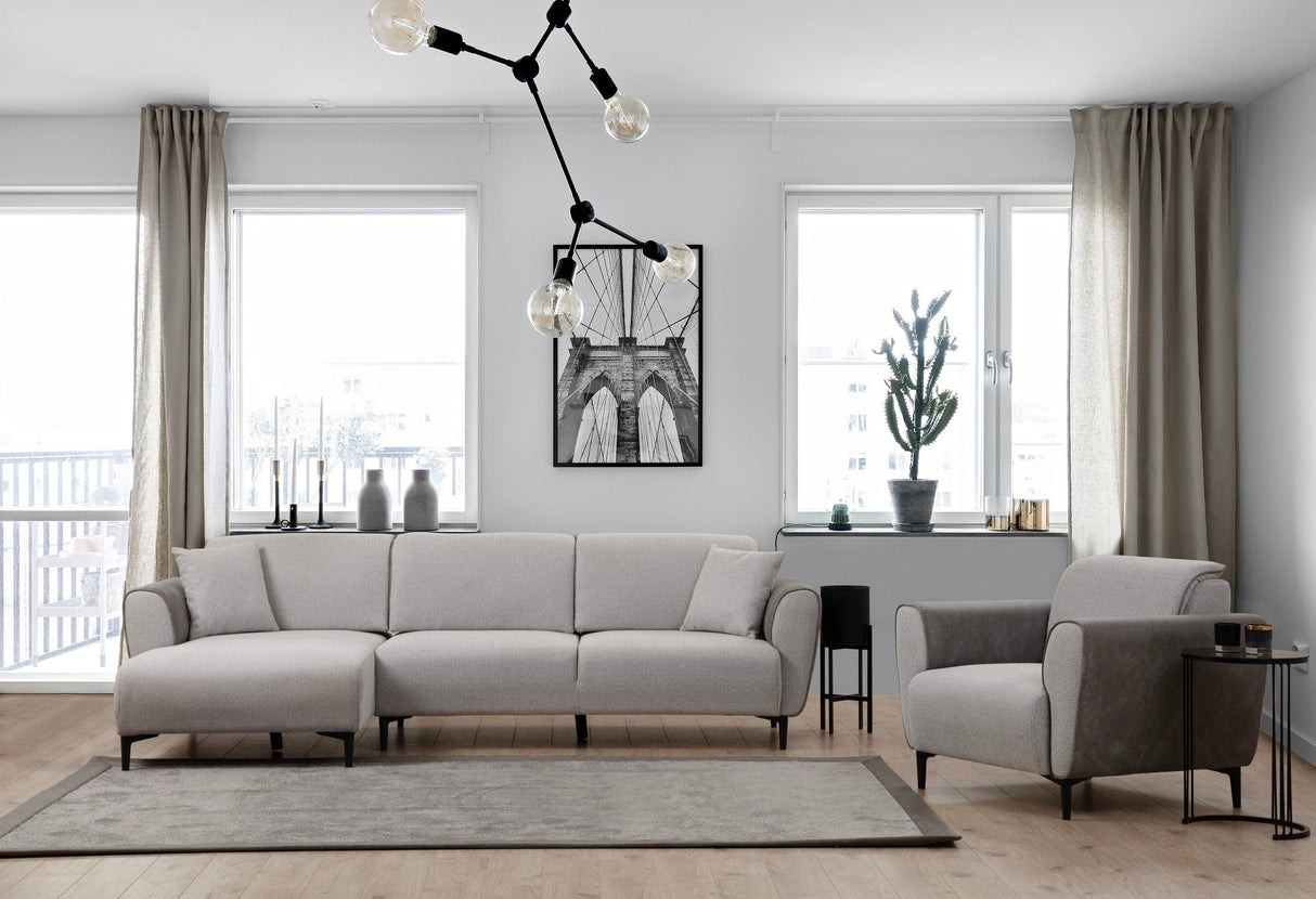 Canapea extensibilă Aren, Colț, Stânga, Diverse culori, 260x150 cm - Gri deschis | SKU: 560ARE2233 | Canapea extensibilă Aren, Colț, Stânga, 260x150 cm, varianta Gri deschis, produs pentru amenajarea locuinței, disponibil online în România la CasaMob