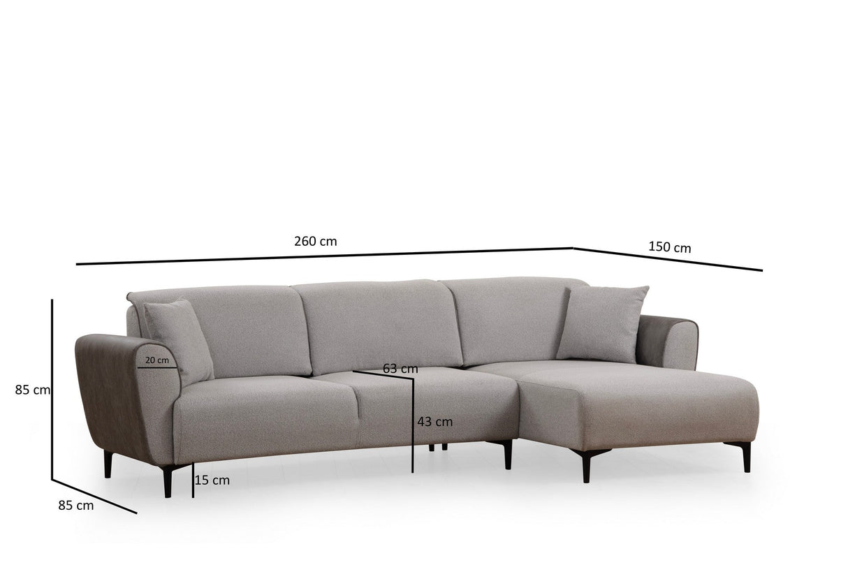 Canapea extensibilă Aren, Colț, Dreapta, Diverse culori, 260x150 cm - Gri deschis | SKU: 560ARE2235 | Canapea extensibilă Aren, Colț, Dreapta, 260x150 cm, varianta Gri deschis, produs pentru amenajarea locuinței, disponibil online în România la CasaMob