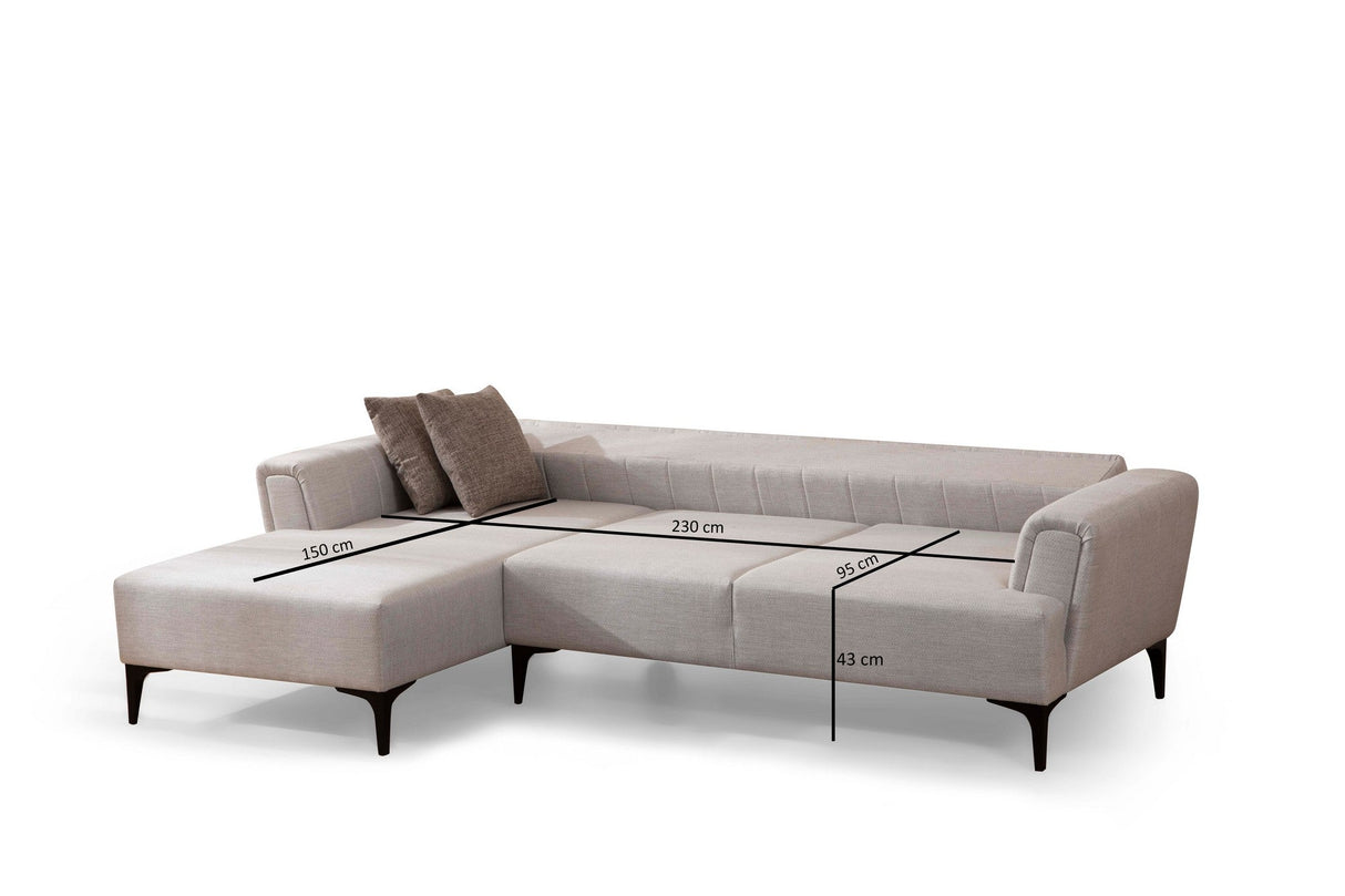 Canapea extensibilă Hamlet, Colț, Stânga, Diverse culori, 270x140 cm - Ecru | SKU: 560ARE2249 | Canapea extensibilă Hamlet, Colț, Stânga, 270x140 cm, varianta Ecru, produs pentru amenajarea locuinței, disponibil online în România la CasaMob