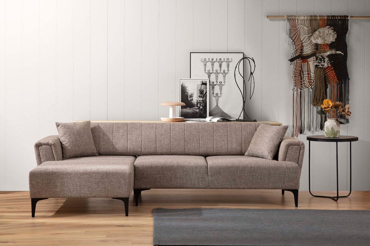 Canapea extensibilă Hamlet, Colț, Stânga, Diverse culori, 270x140 cm - Maro deschis | SKU: 560ARE2250 | Canapea extensibilă Hamlet, Colț, Stânga, 270x140 cm, varianta Maro deschis, produs pentru amenajarea locuinței, disponibil online în România la CasaMob