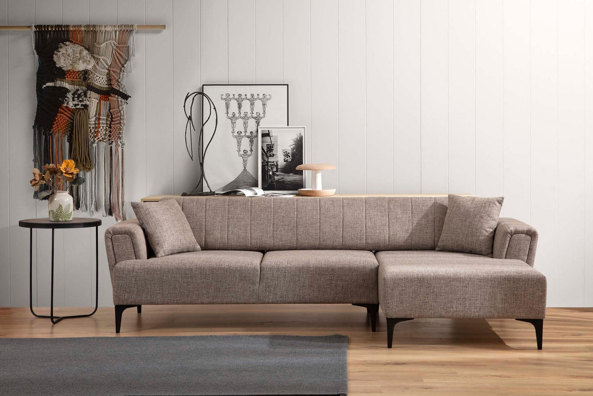 Canapea extensibilă Hamlet, Colț, 1 piesă, Dreapta, Diverse culori, 270x140 cm - Maro deschis | SKU: 560ARE2252 | Canapea extensibilă Hamlet, Colț, 1 piesă, Dreapta, 270x140 cm, varianta Maro deschis, produs pentru amenajarea locuinței, disponibil online în România la CasaMob