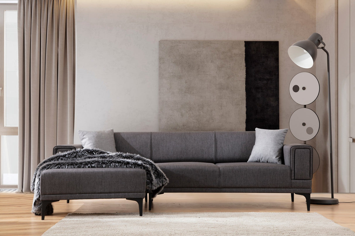 Canapea extensibilă Horizon, Colț, Stânga, Diverse culori, 250x140 cm - Gri închis | SKU: 560ARE2268 | Canapea extensibilă Horizon, Colț, Stânga, 250x140 cm, varianta Gri închis, produs pentru amenajarea locuinței, disponibil online în România la CasaMob