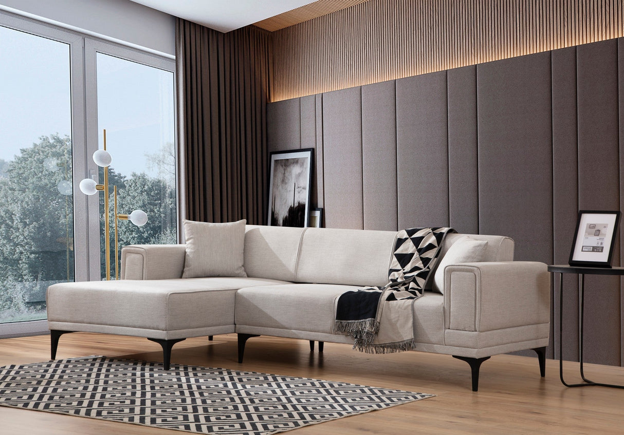 Canapea extensibilă Horizon, Colț, Stânga, Diverse culori, 250x140 cm - Ecru | SKU: 560ARE2269 | Canapea extensibilă Horizon, Colț, Stânga, 250x140 cm, varianta Ecru, produs pentru amenajarea locuinței, disponibil online în România la CasaMob