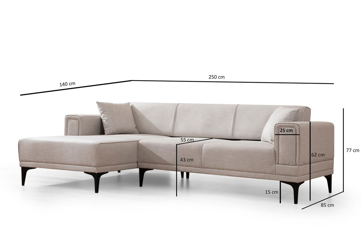 Canapea extensibilă Horizon, Colț, Stânga, Diverse culori, 250x140 cm - Ecru | SKU: 560ARE2269 | Canapea extensibilă Horizon, Colț, Stânga, 250x140 cm, varianta Ecru, produs pentru amenajarea locuinței, disponibil online în România la CasaMob