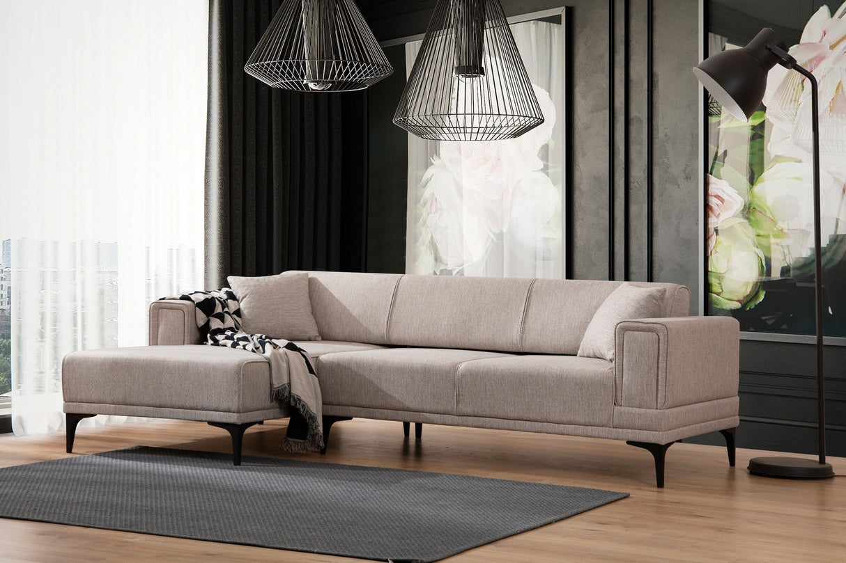 Canapea extensibilă Horizon, Colț, Stânga, Diverse culori, 250x140 cm - Maro deschis | SKU: 560ARE2270 | Canapea extensibilă Horizon, Colț, Stânga, 250x140 cm, varianta Maro deschis, produs pentru amenajarea locuinței, disponibil online în România la CasaMob