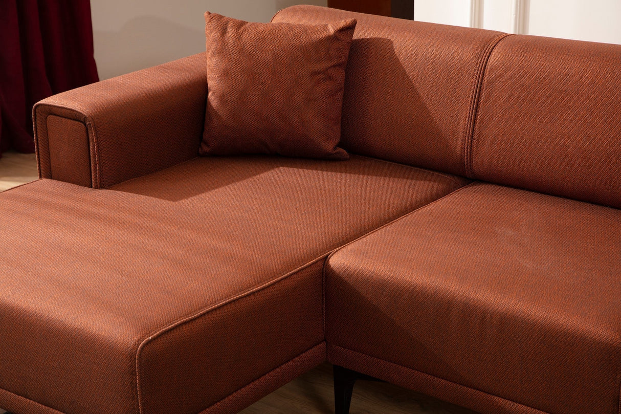 Canapea extensibilă Horizon, Colț, Stânga, Diverse culori, 250x140 cm - Roșu cărămiziu | SKU: 560ARE2271 | Canapea extensibilă Horizon, Colț, Stânga, 250x140 cm, varianta Roșu cărămiziu, produs pentru amenajarea locuinței, disponibil online în România la CasaMob