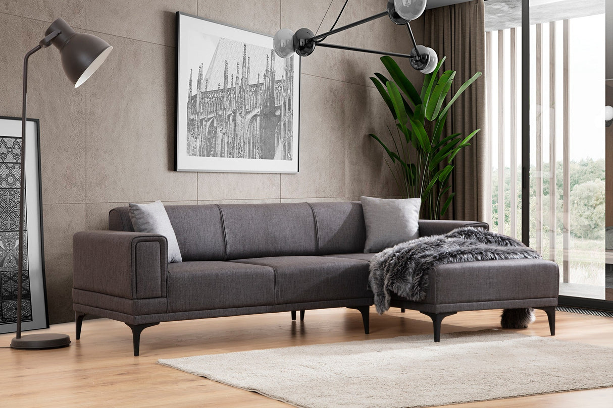 Canapea extensibilă Horizon, Colț, Dreapta, Diverse culori, 250x140 cm - Gri închis | SKU: 560ARE2272 | Canapea extensibilă Horizon, Colț, Dreapta, 250x140 cm, varianta Gri închis, produs pentru amenajarea locuinței, disponibil online în România la CasaMob