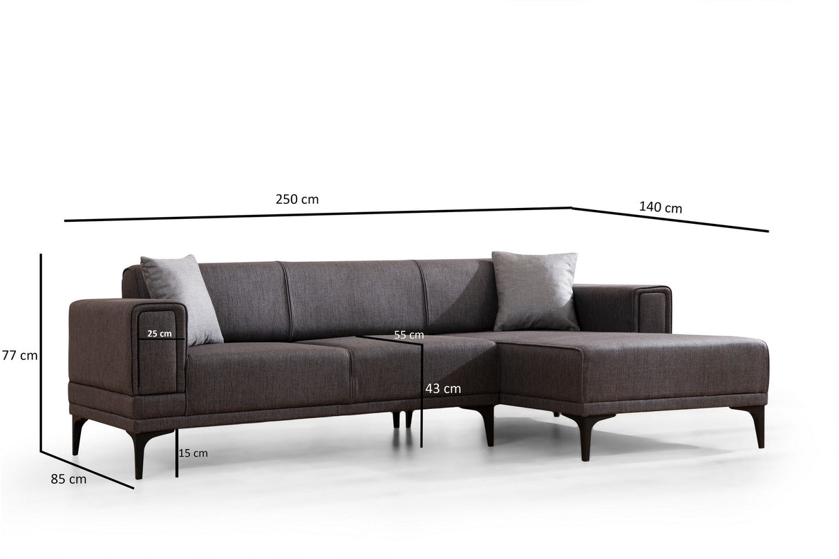 Canapea extensibilă Horizon, Colț, Dreapta, Diverse culori, 250x140 cm - Gri închis | SKU: 560ARE2272 | Canapea extensibilă Horizon, Colț, Dreapta, 250x140 cm, varianta Gri închis, produs pentru amenajarea locuinței, disponibil online în România la CasaMob