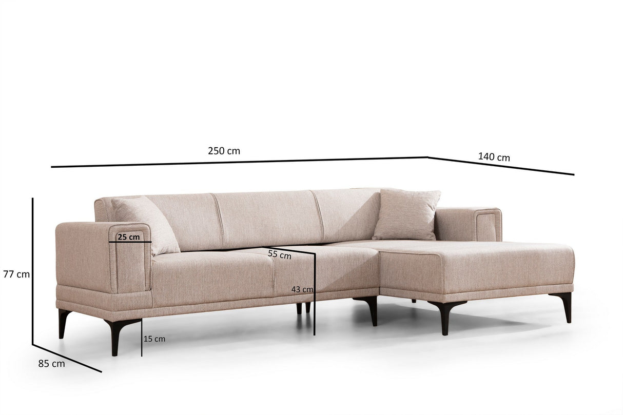 Canapea extensibilă Horizon, Colț, Dreapta, Diverse culori, 250x140 cm - Maro deschis | SKU: 560ARE2274 | Canapea extensibilă Horizon, Colț, Dreapta, 250x140 cm, varianta Maro deschis, produs pentru amenajarea locuinței, disponibil online în România la CasaMob