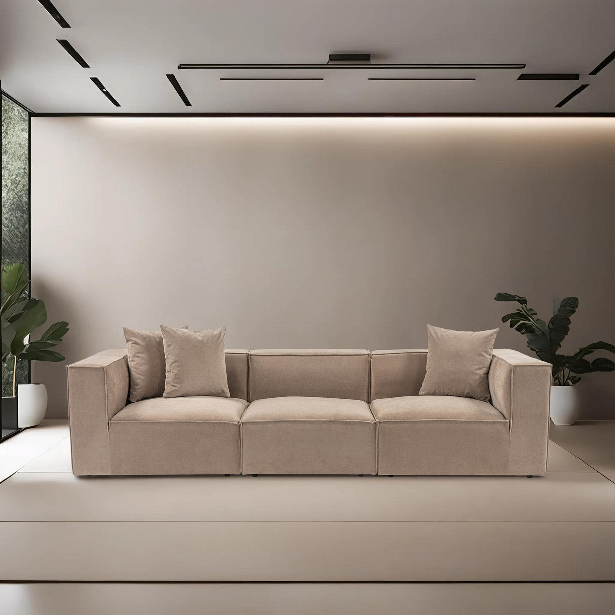 Canapea fixă 3 locuri Sora 3, Diverse culori, 270x95x65 cm - Cappuccino | SKU: 560ARE2312 | Canapea fixă 3 locuri Sora 3, 270x95x65 cm, varianta Cappuccino, produs pentru amenajarea locuinței, disponibil online în România la CasaMob