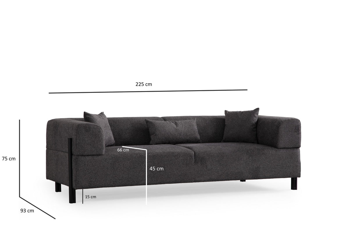 Canapea fixă 3 locuri Gio, Diverse culori, 93x66x75 cm - Antracit | SKU: 560ARE2366 | Canapea fixă 3 locuri Gio, 93x66x75 cm, varianta Antracit, produs pentru amenajarea locuinței, disponibil online în România la CasaMob