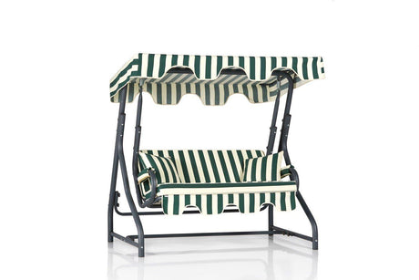 Balansoar de gradina cu 2 locuri Morus, Verde/Alb/Bej/Albastru , 170 x 165 x 110