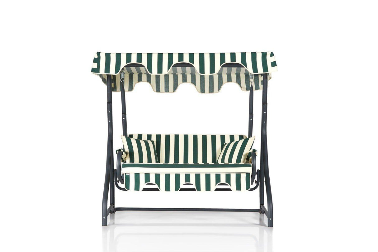 Balansoar de gradina cu 2 locuri Morus, Verde/Alb/Bej/Albastru , 170 x 165 x 110 - Verde, SKU 561CLR1503