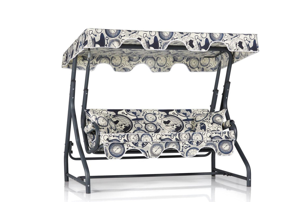Balansoar de gradina cu 3 locuri Craiova, Negru, 160x110x50 cm