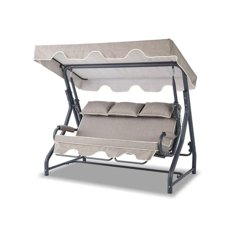 Balansoar de gradina cu 3 locuri Zomzi, Gri, 200x110x165 cm
