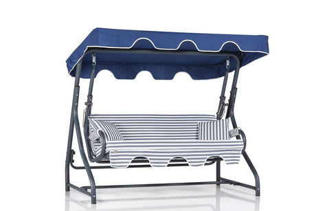 Balansoar de gradina extensibila cu 3 locuri Ilfov, Albastru, 160x110x50 cm