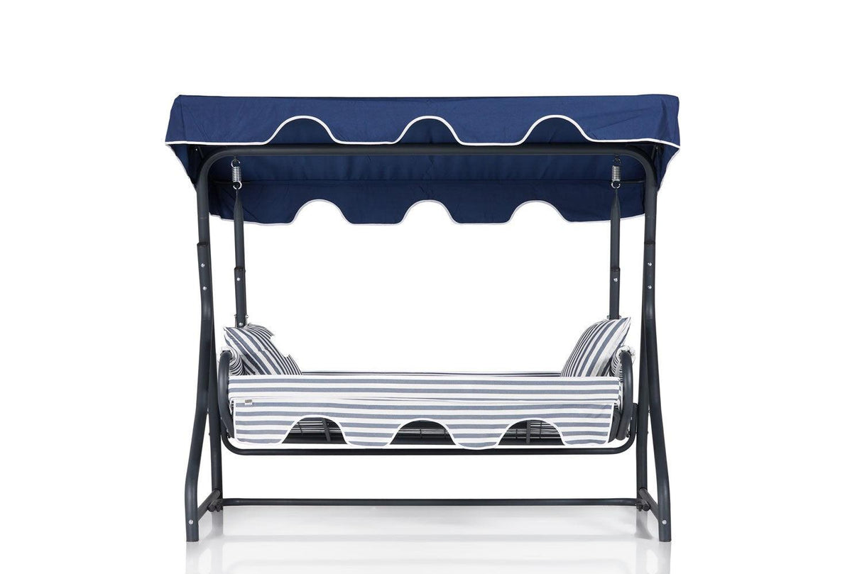Balansoar de gradina extensibila cu 3 locuri Ilfov, Albastru, 160x110x50 cm