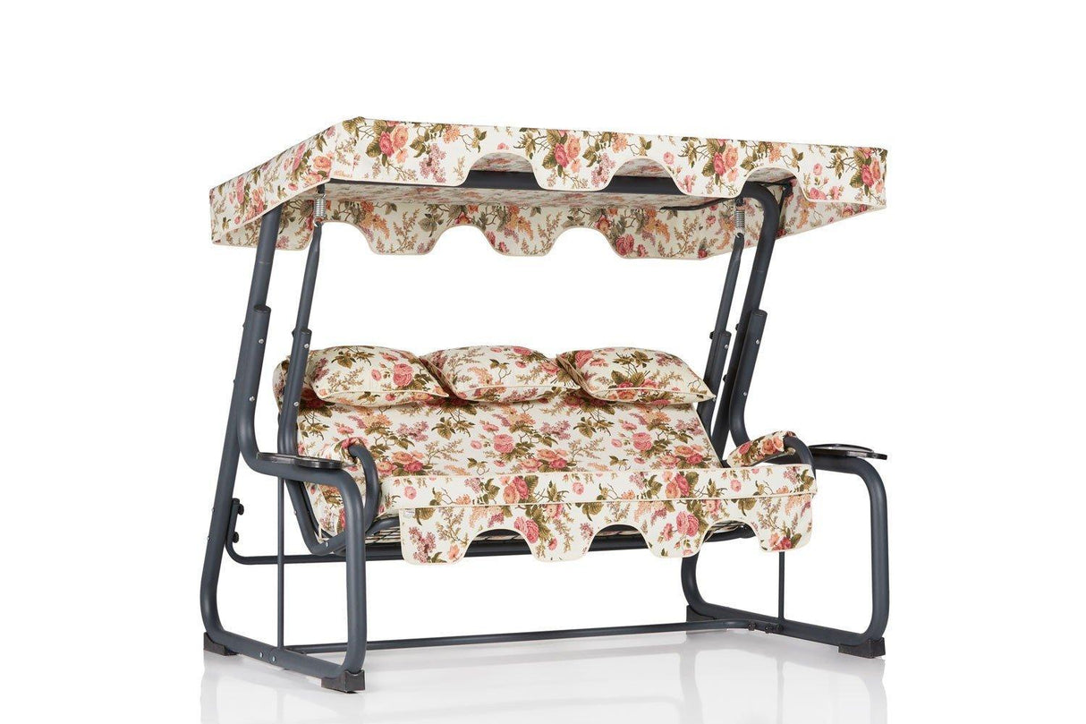 Balansoar de gradina 3 locuri cu suport de pahare Brasov, Multicolor, 160x110x50 cm