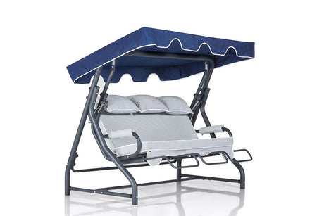 Balansoar de gradina albastru din metal Vitis 3 – Floriane Garden, 160x110x50 cm