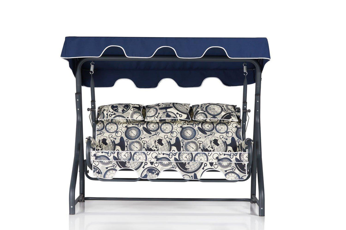 Balansoar de gradina cu 3 locuri Extensibila Rush, Albastru, 200 x 165 x 110 cm, SKU 561CLR1739