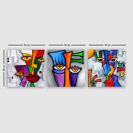 Tablou canvas 3 bucăți 3P5434755, Multicolor, 30x90x3 cm