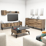 Set mobilă pentru sufragerie Lidya 2, Nuc - Marble, 180x35x49 cm