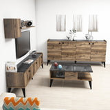 Set mobilă pentru sufragerie Lidya 2, Nuc - Marble, 180x35x49 cm