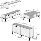 Set mobilă pentru sufragerie Lidya 2, Nuc - Marble, 180x35x49 cm