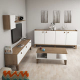 Set mobilă pentru sufragerie Sumer 3, Stejar - Alb, 178x35x45 cm