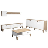 Set mobilă pentru sufragerie Sumer 3, Stejar - Alb, 178x35x45 cm