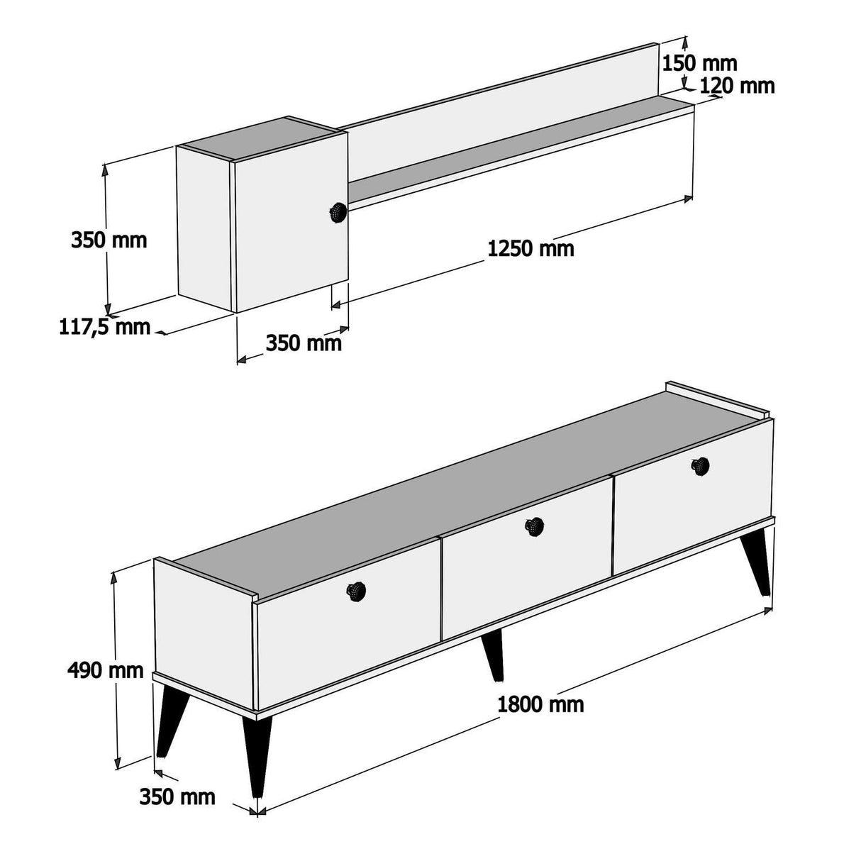 COMODA TV Sestr, Nuc, 180x49x35 cm