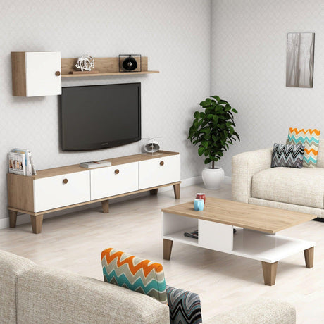 Set Mobila Sufragerie ewqw, Stejar, 178x45x35 cm