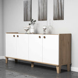 Comoda Living Sumer H3030, Stejar / Marmura / Alb - Alb, SKU 566BMS2602