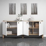 Comoda Living Sumer H3030, Stejar / Marmura / Alb - Alb, SKU 566BMS2602