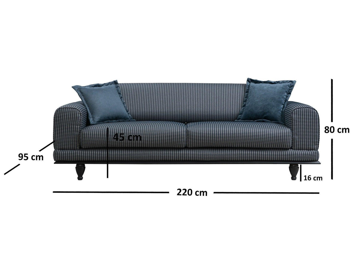 Canapea extensibilă 3 locuri Arredo, Albastru, 220x95x80 cm