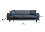 Canapea extensibilă 3 locuri Arredo, Albastru, 220x95x80 cm