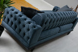 Canapea extensibilă 3 locuri Arredo, Plus Chester, Albastru, 220x95x80 cm