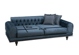 Canapea extensibilă 3 locuri Arredo, Plus Chester, Albastru, 220x95x80 cm